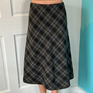 Isda & Co. wool blend plaid midi a-line skirt (size 10)